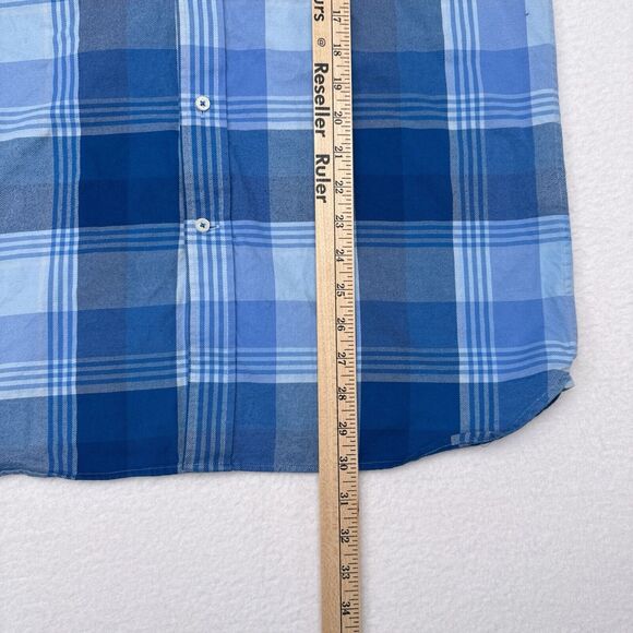 Southern Tide Button Up Shirt Men Size Medium Blue Plaid Classic Fit Casual Knit - Picture 10 of 10